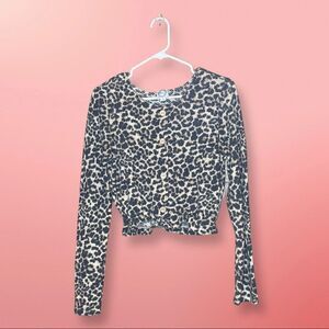 Women‎ Blue Rain Leopard print Crop Top Size Large